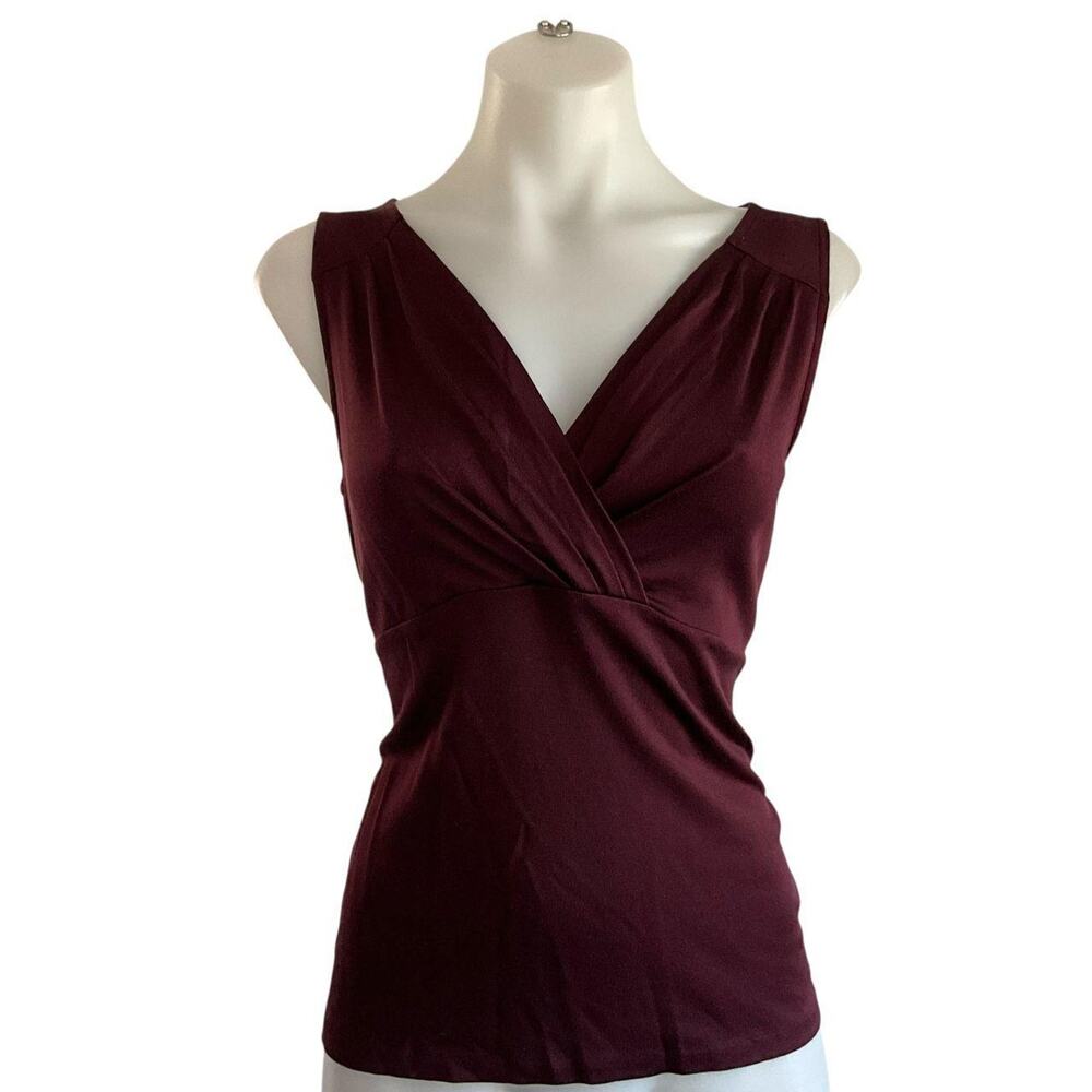 Ann Taylor Mahogany-Purple Wrap Top: Y2K, Modern